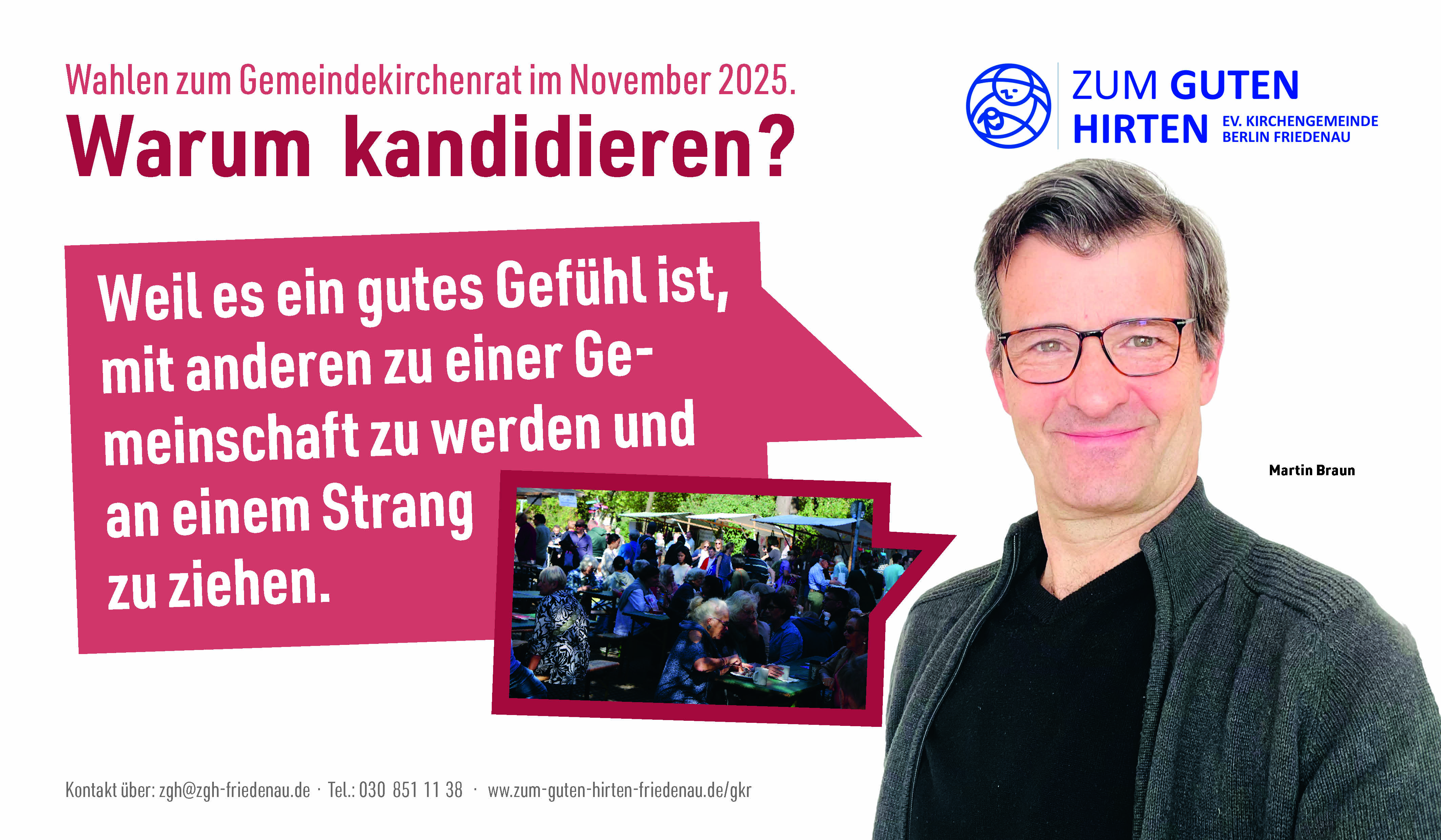 Ein Person begründet, warum sie kandidiert