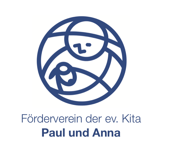 Logo „Förderverein der ev. Kita Paul und Anna“ mit abstrakten Figuren.